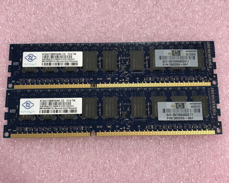 Nanya 4GB Kit 2x2GB 2Rx8 PC3-10600E-9-10 NT2GC72BAPAONF-CG  500209