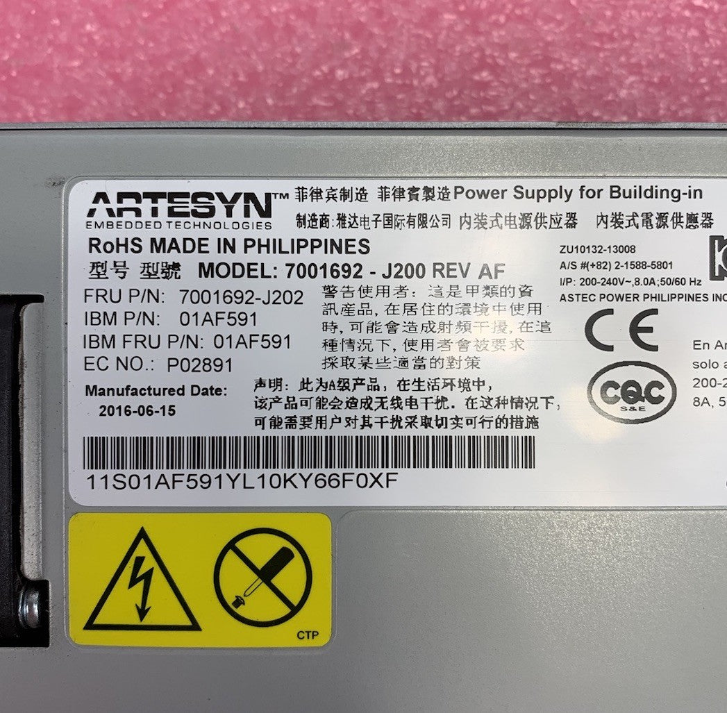 Artesyn 7001692-J200 Rev AF 1400W Switching Power Supply
