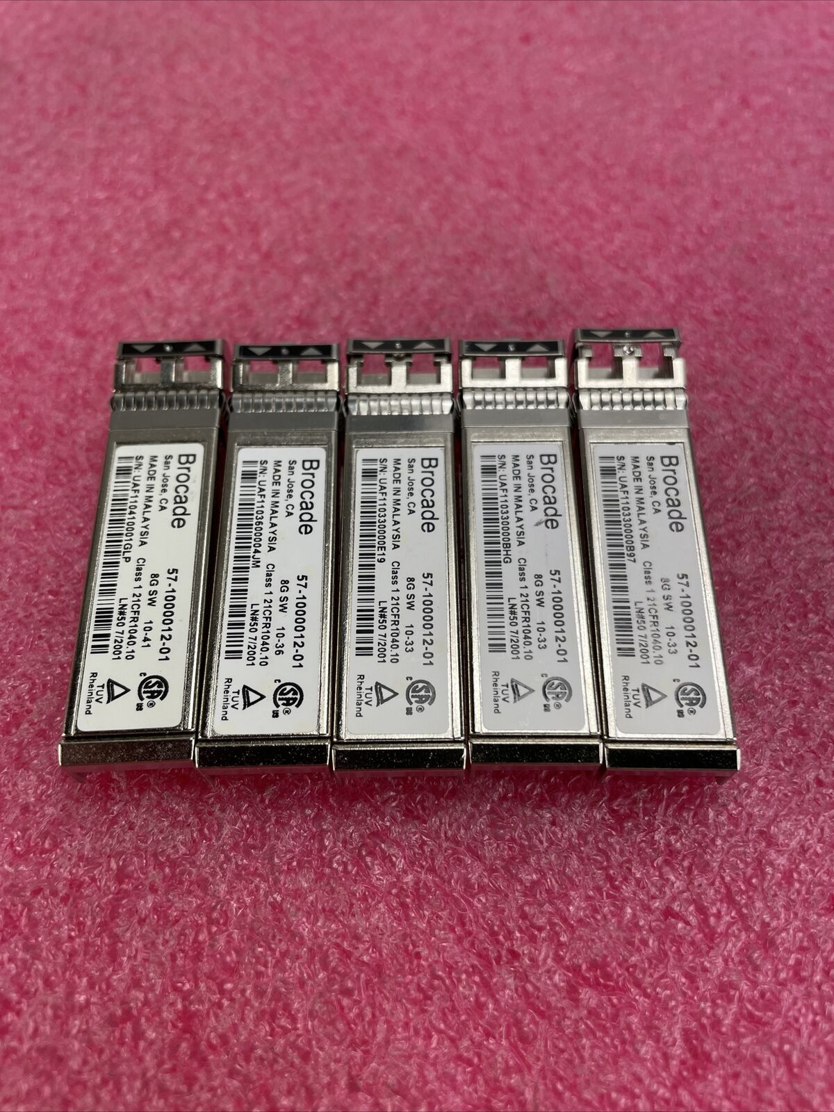 5 x Brocade 8G SW 57-1000012-01 8GB 850nm Optical Transceiver SFP Module