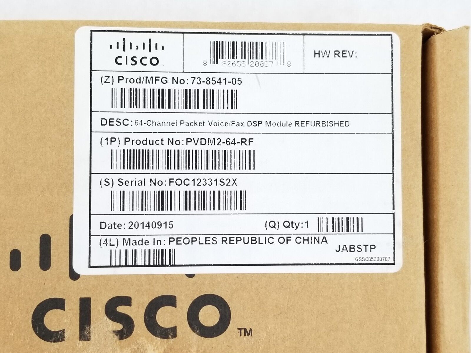 Cisco 73-8541-05 PVDM2-64-RF 64-Channel Packet Voice/Fax DSP Module Referb