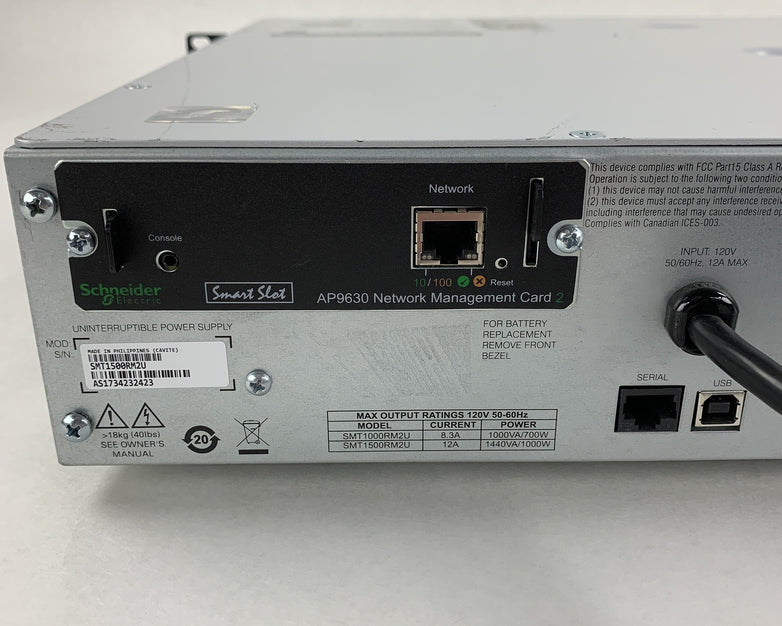 APC SmartUPS SMT1500RM2U 2U Rack Mount Tested w/ Network Card No Battery