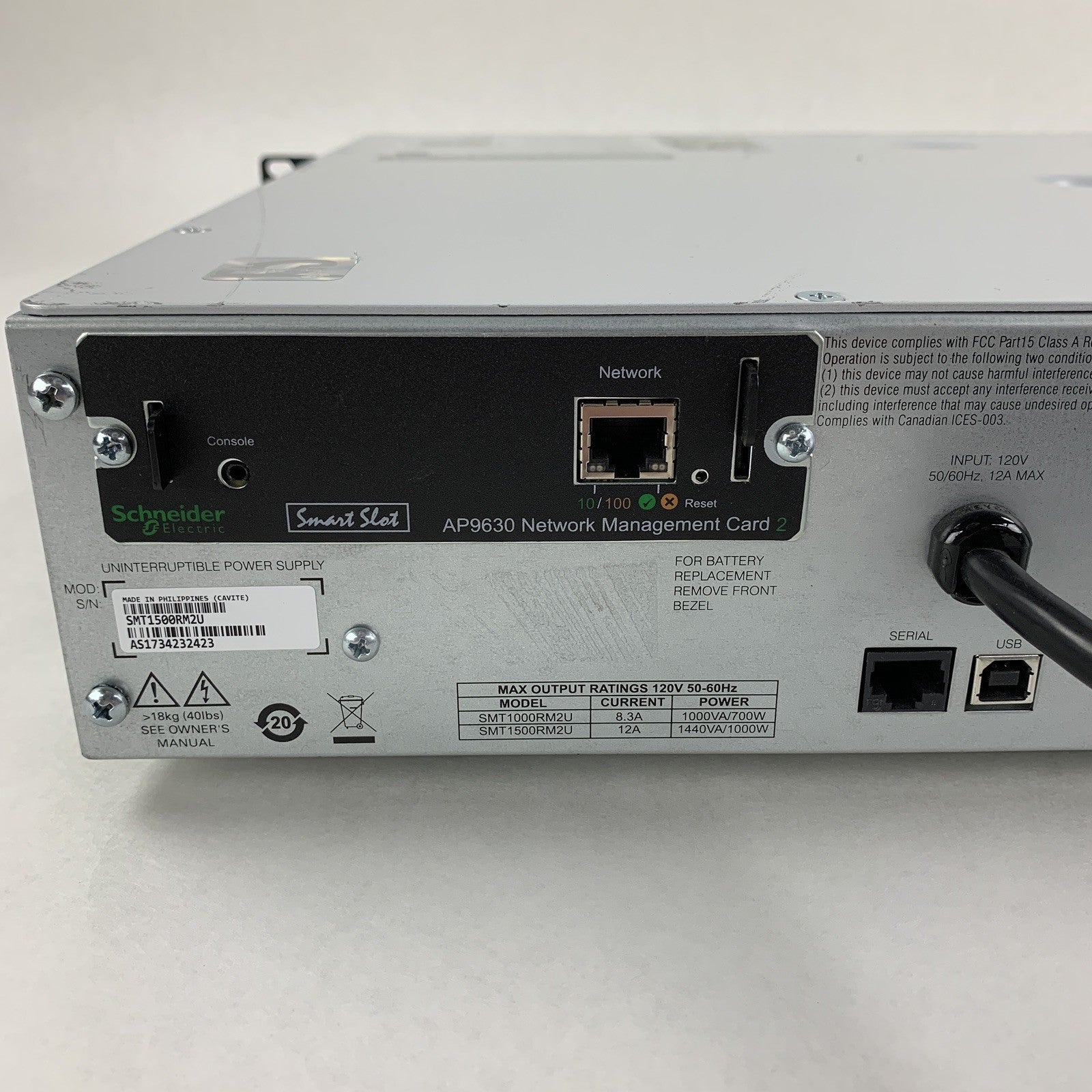 APC SmartUPS SMT1500RM2U 2U Rack Mount Tested w/ Network Card No Battery