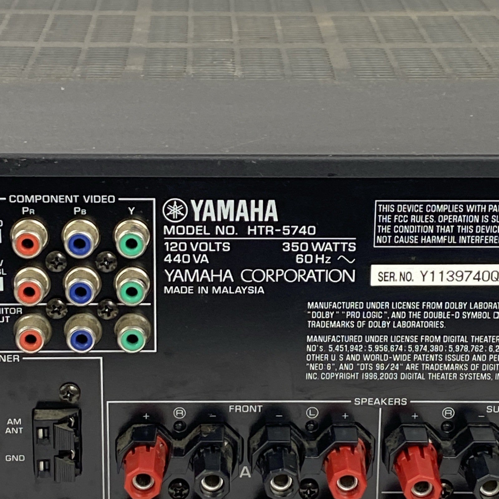 Yamaha HTR-5740 Natural Sound AV Receiver No Remote