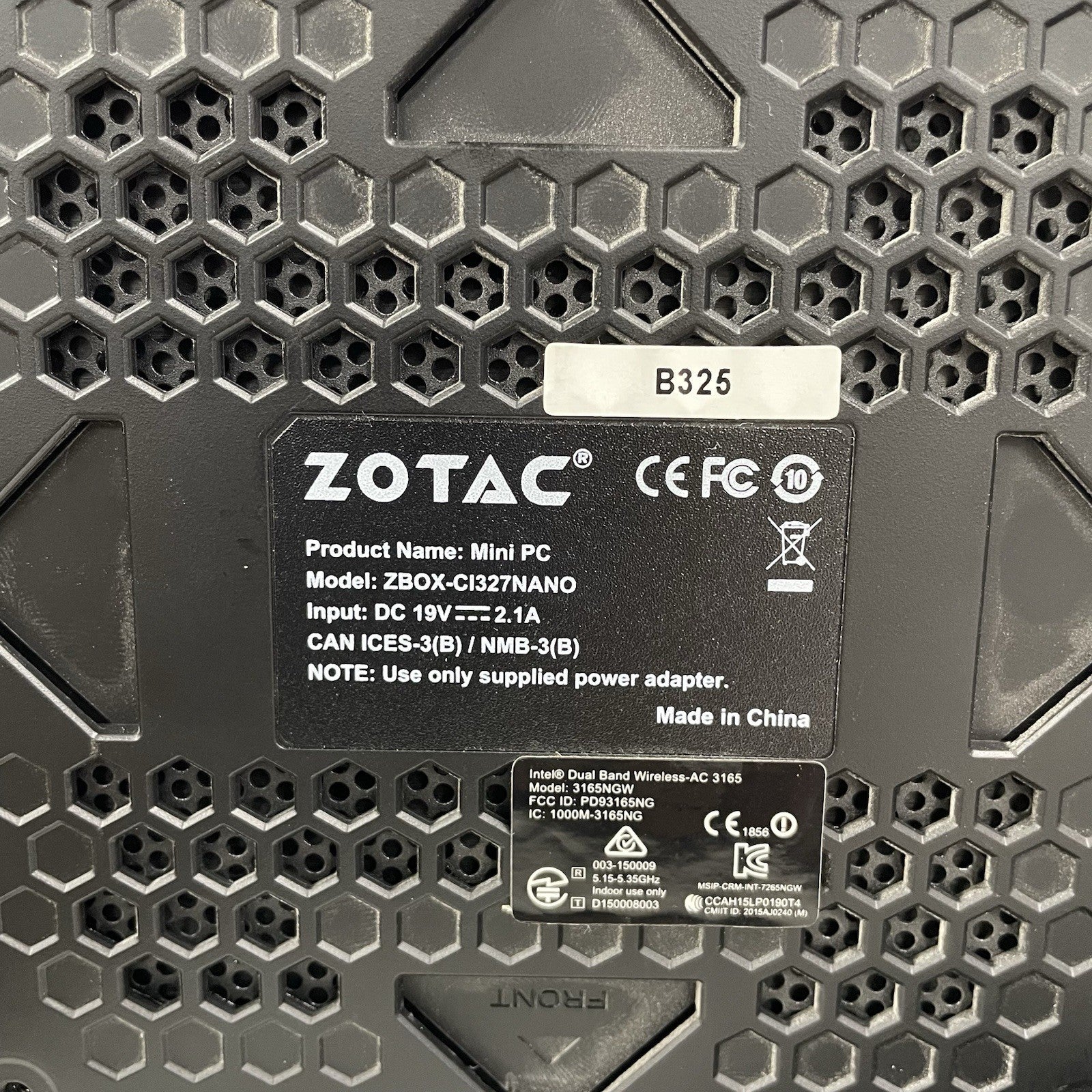 Zotac ZBox-C1327NANO Micro Intel Celeron N3450 1.1 GHz 8 GB RAM No HDD/OS/AC7