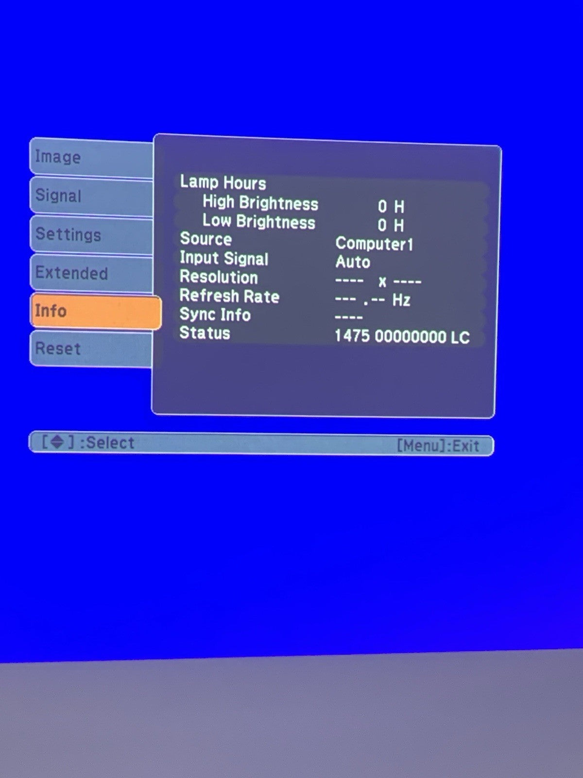 Epson H371A PowerLite 83+ LCD Projector - Tested No Remote 0 Lamp Hours11