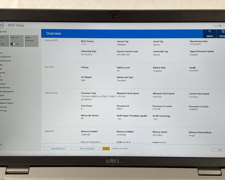 Dell Latitude 5420 Intel Core i7-1165G7 2.80 GHz 16 GB RAM 14.0" No SSD No OS