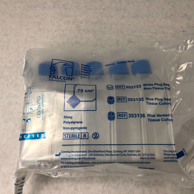 Falcon 353136 250ML Flask Canted Neck BLue Vented Cap Sterile Lot of 10