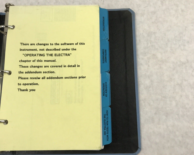 MLA Electra 900 Medical Laboratory Operators Manual for Electra 900 and 900C