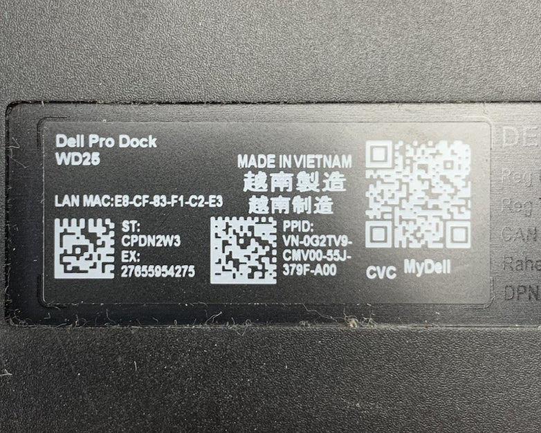 Dell Pro WD25 K23A001 USB-C Docking Station - No AC Adapter
