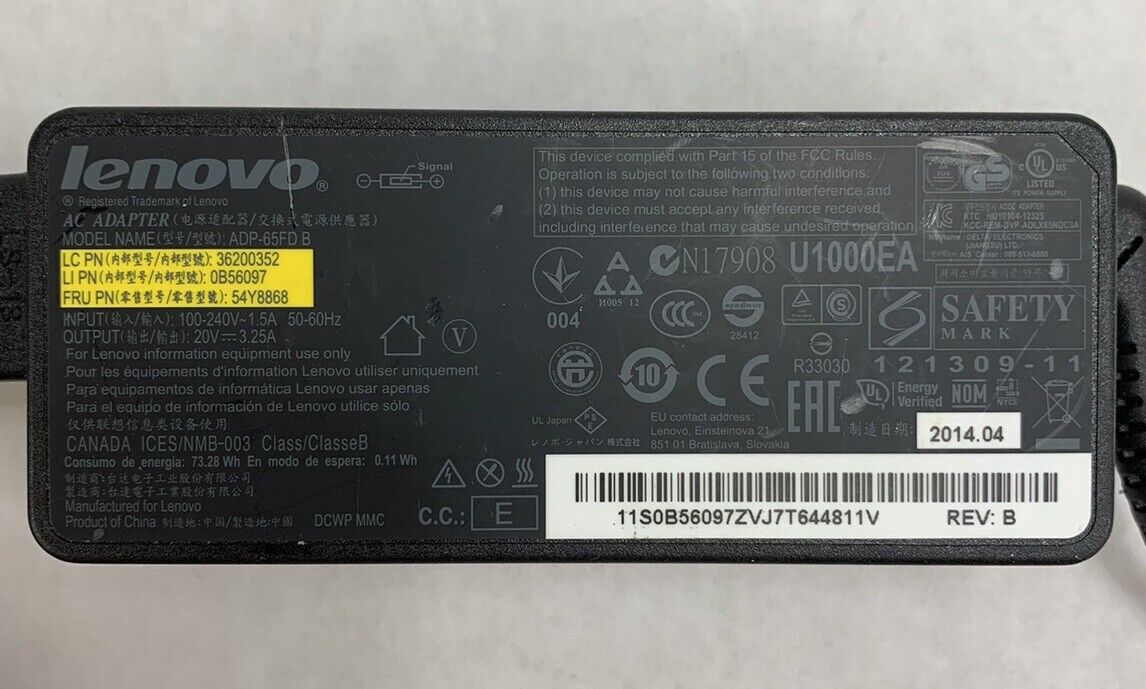 Lenovo ADP-65FD B 65W AC Adapter (Lot of 4)