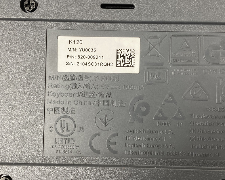 Lot of 7 Logitech K120 YU0036 USB Wired Keyboard Tested