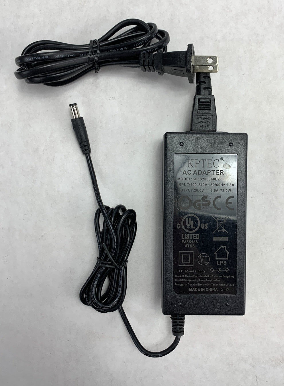KPTEC K65S200360E2 20V 3.6A 72W AC Adapter Power Supply (Lot of 2)5