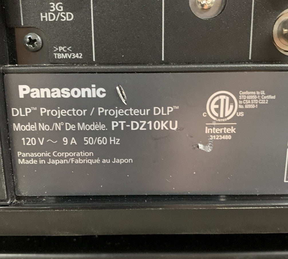 Panasonic PT-DZ10KU WUXGA DLP Lamp Projector 172 H - Tested No Lens No Remote9