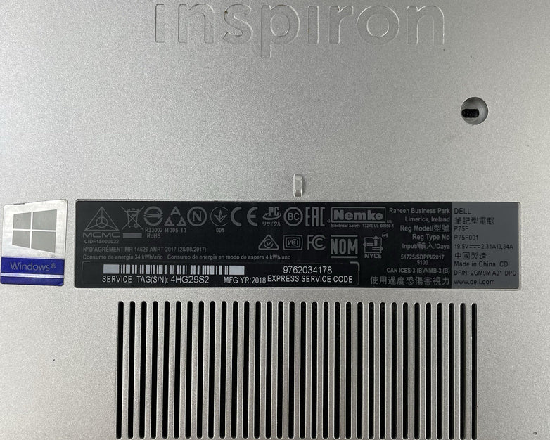 Dell Inspiron 5570 15.6" i5-8250U 1.60 GHz 4 GB RAM No SSD/OS/AC/Batt - READ