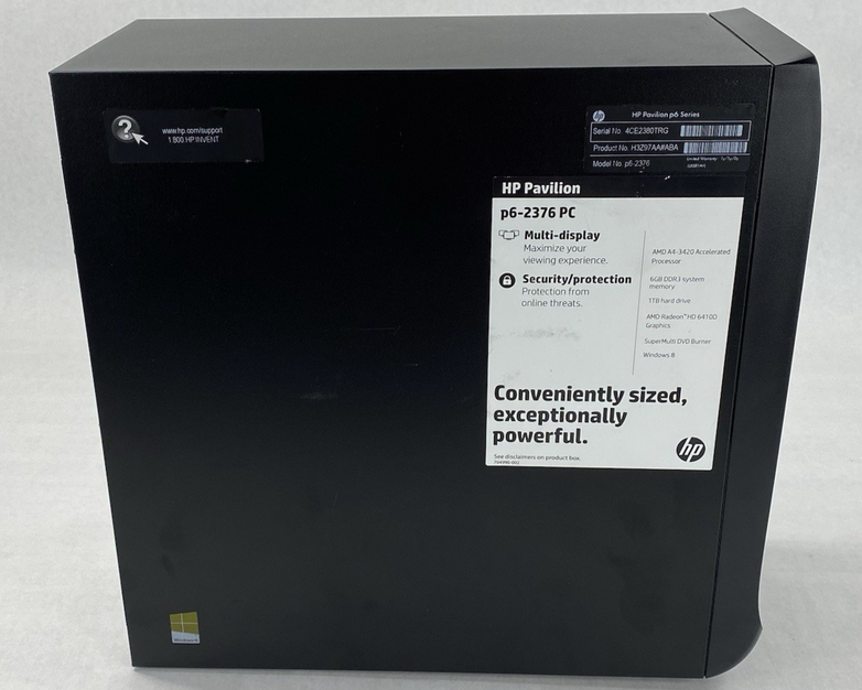 HP Pavilion P6-2376 MT AMD A4-3420 2.80GHz 6GB RAM No HDD No OS