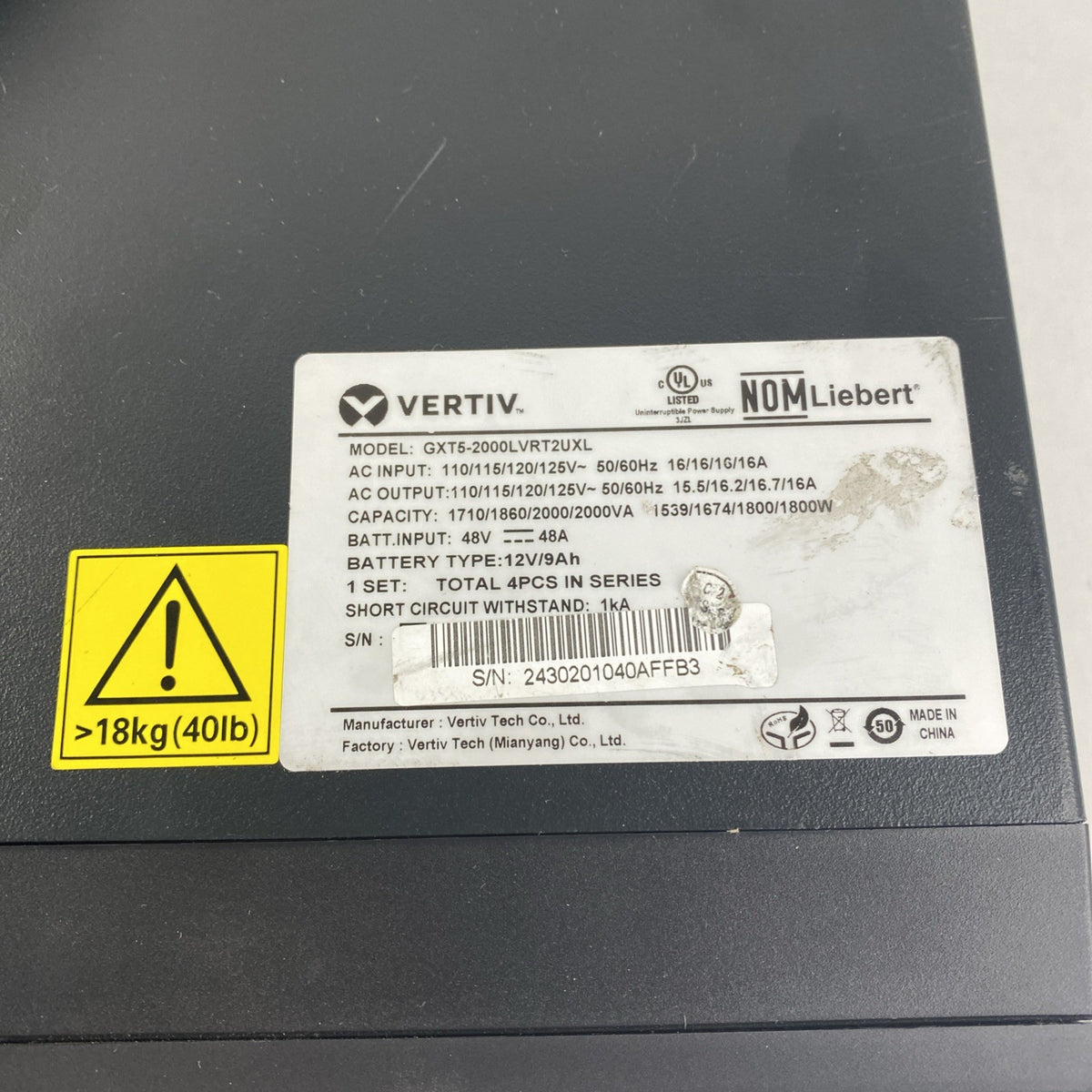 Vertiv Liebert GXT5-2000LVRT2UXL Backups Rack/ Tower - No Batteries No Rack Ears17