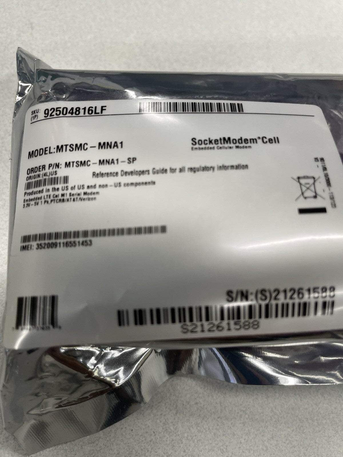 SocketModem Cell MTSMC-MNA1 Embedded Cellular Modem
