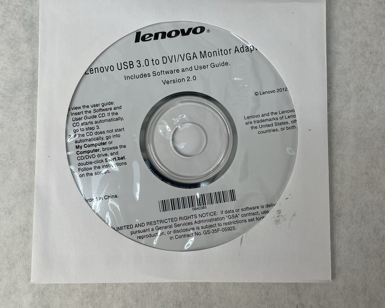 Lenovo USB 3.0 to DVI / VGA Monitor Adapters P/N: 0B47072 Lot of 2