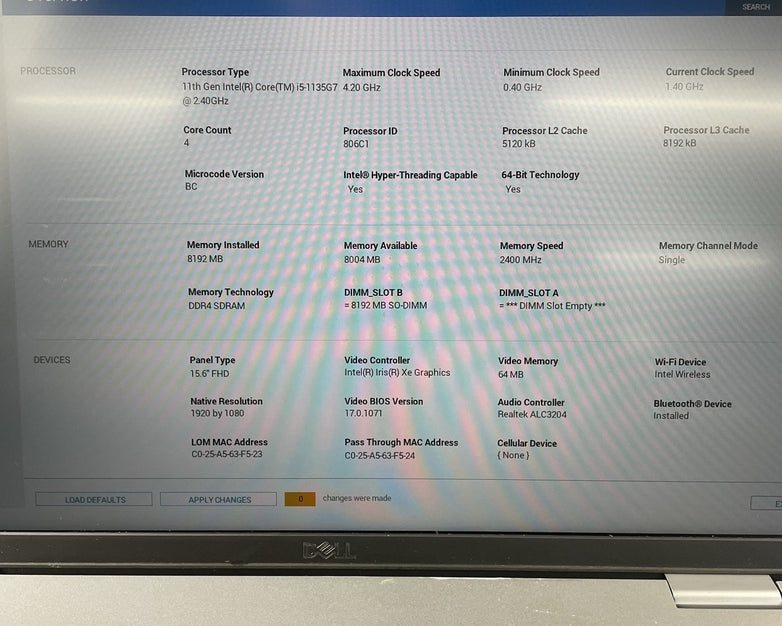 Dell Latitude 5520 15.6" i5-1135G7 2.40 GHz 8 GB RAM No SSD/OS/AC - READ
