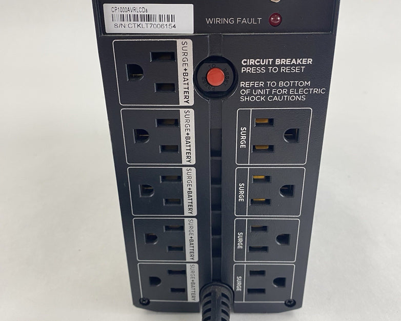 Cyber Power CP1000 AVR LCDA 1000 VA AVR 9 Outlets No Batteries Tested