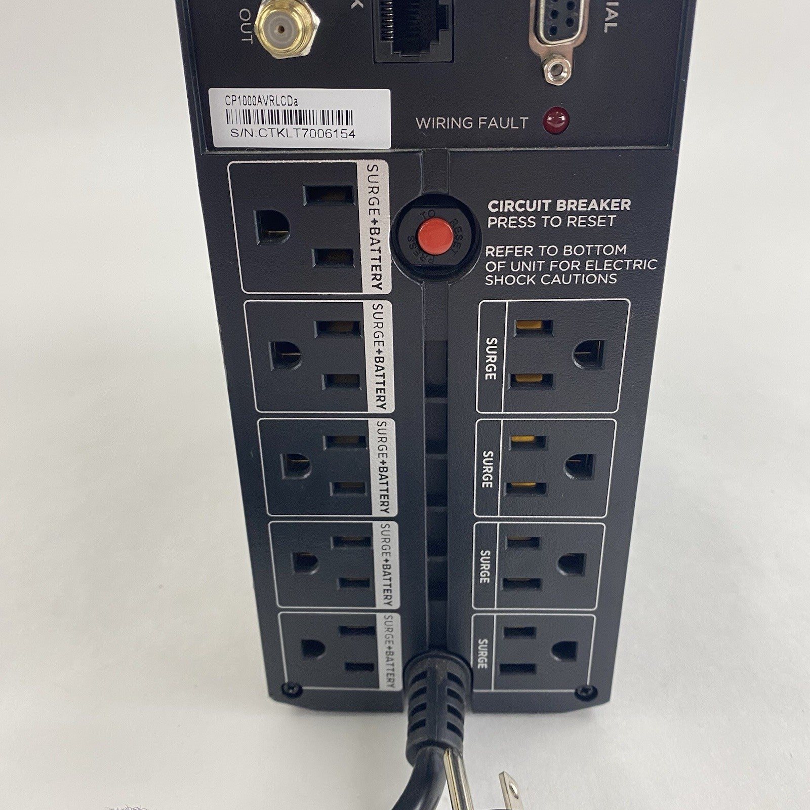 Cyber Power CP1000 AVR LCDA 1000 VA AVR 9 Outlets No Batteries Tested6