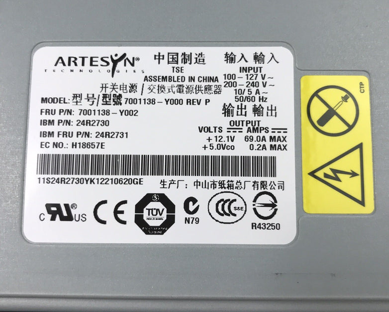 (Lot of 2) Artesyn 7001138-Y002 Power Supply 240V 60Hz 24R2731
