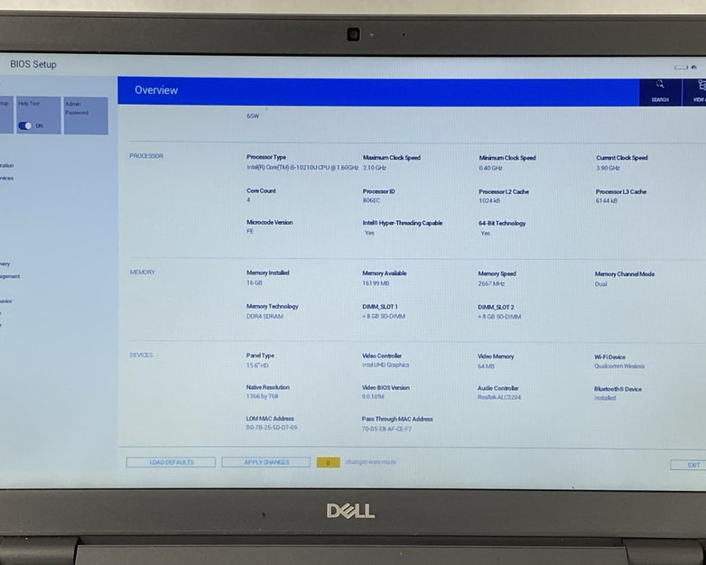 Dell Latitude 3510 Intel Core i5-10210U 1.60 GHz 16 GB RAM 15.6" No SSD No OS