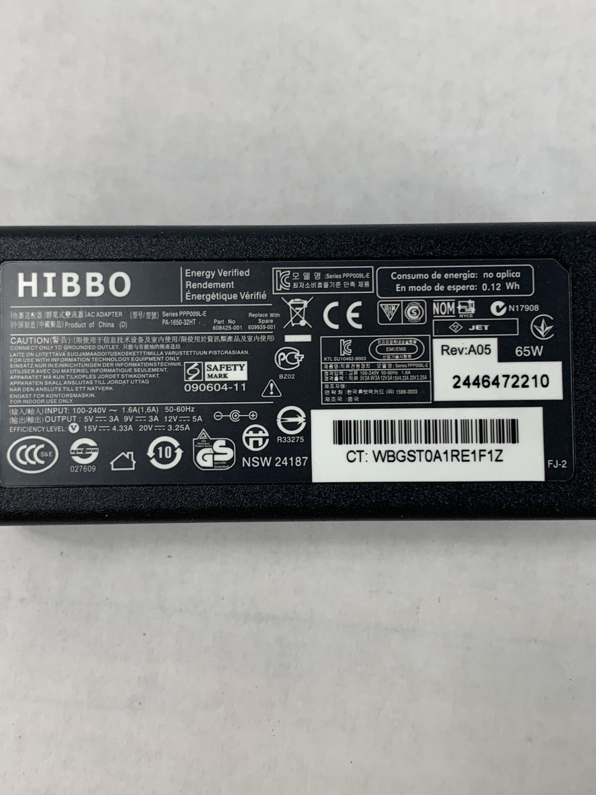 Hibbo PPP009L-E AC Adapter 65W (Lot of 2)