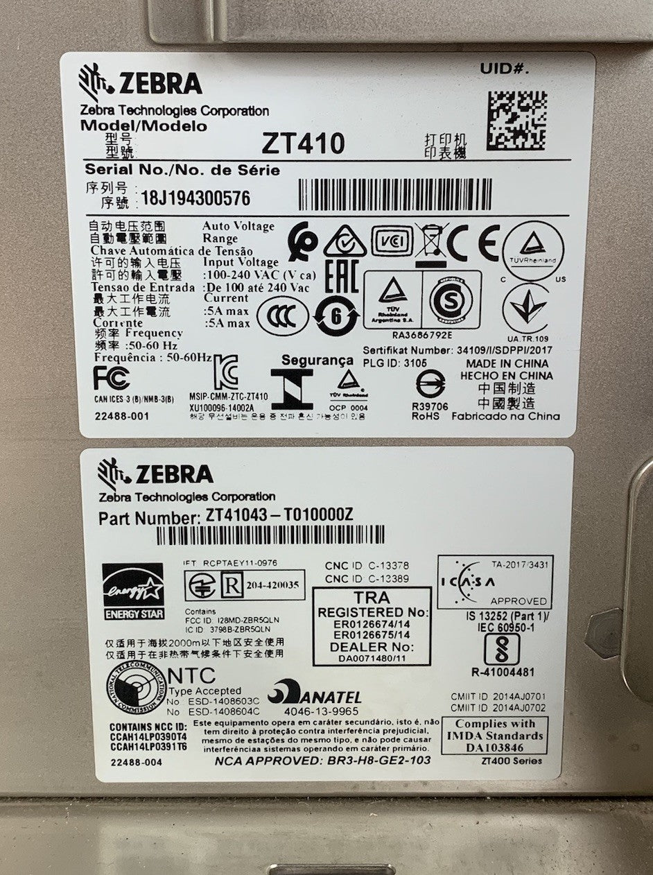 Zebra ZT410 Thermal USB Printer