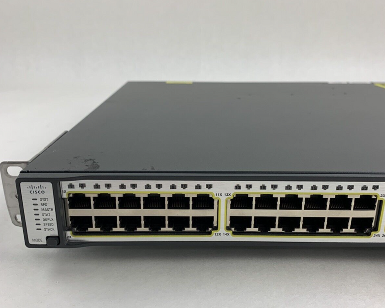 Cisco WS-C3750E-48TD-S V01 48-Port Gigabit Switch Tested Reset