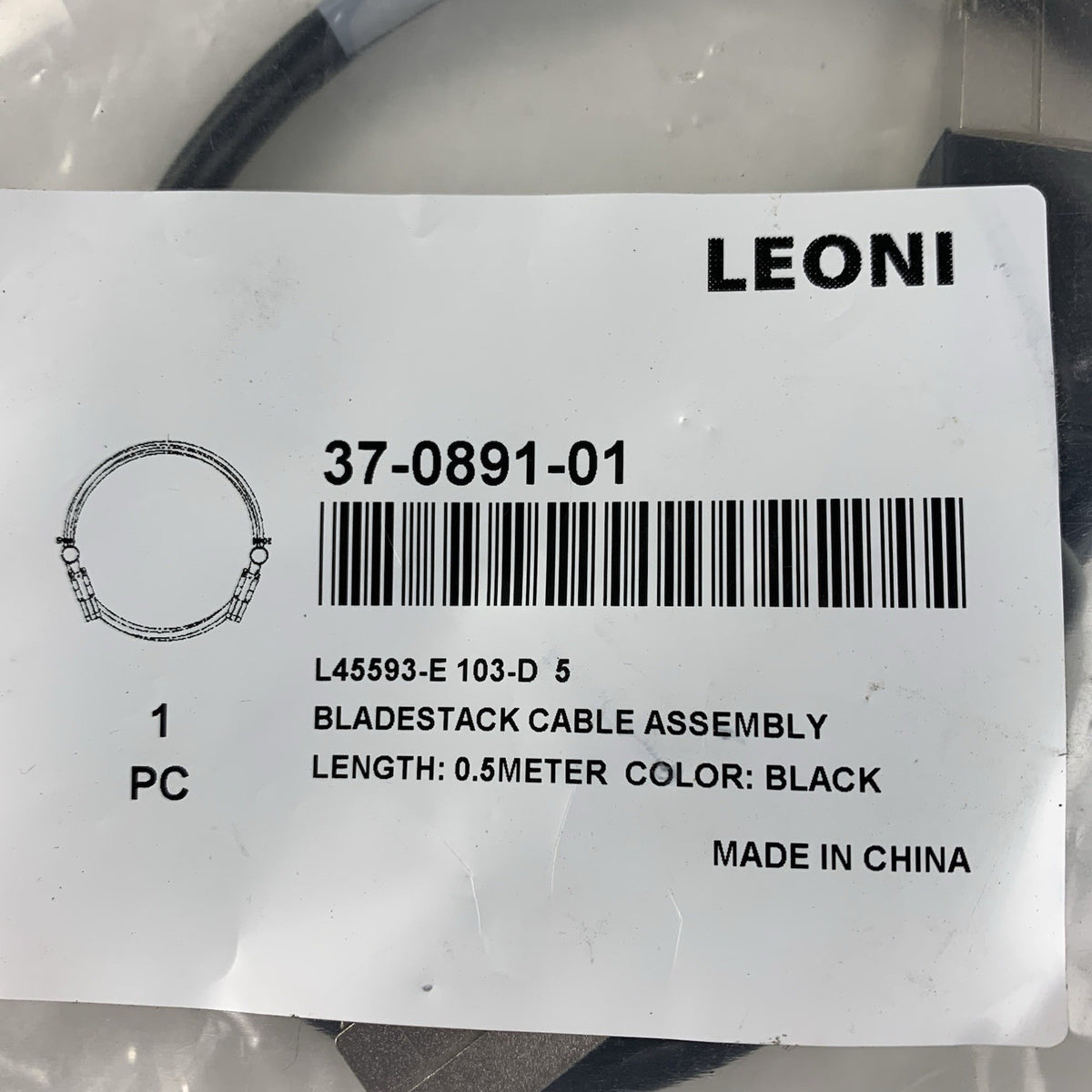Leoni 37-0891-01 Bladestack Cable Assembly 0.5M Black - New - Lot of 78
