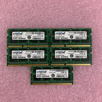 Crucial CT4G3S1067M.C16FKR 4 GB DDR3-1066 PC3-8500S 2Rx8 Laptop Lot of 5x