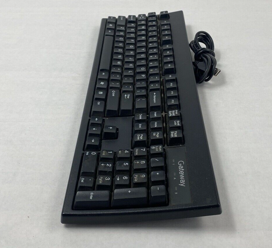 Black Gateway KU-0447 USB Wired PC Computer Keyboard Tested