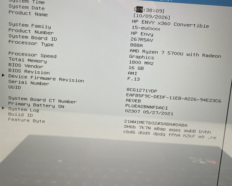 HP Envy x360 15.6" Ryzen 7 5700U 1.80 GHz 16 GB RAM No SSD/OS/AC - Bottom Panel