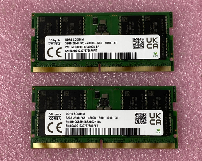 SK Hynix HMCG88MEBSA092N BA 32 GB 2Rx8 PC5-4800B DDR5 Server Ram Memory Lot of 2