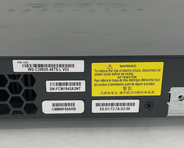 Cisco Catalyst WS-C2960X-48TS-L 48 Port Gigabit Switch V03 - Tested