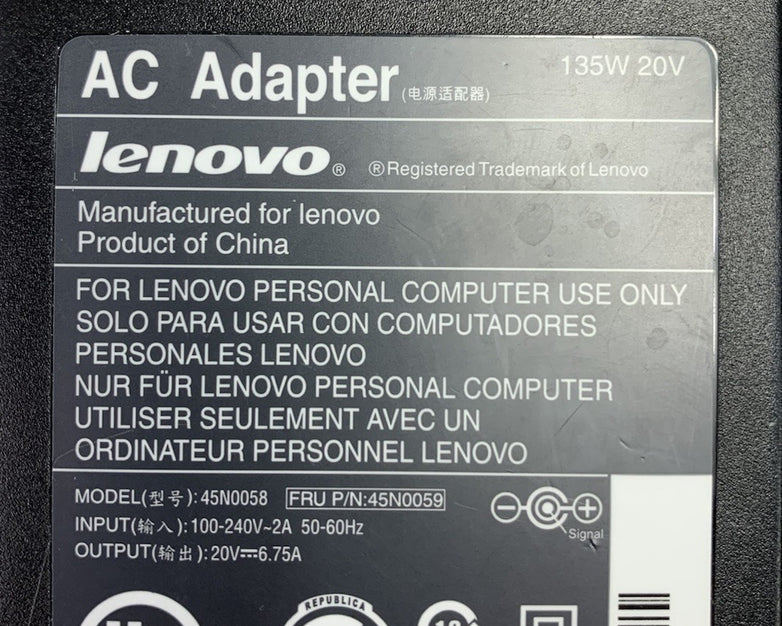 Lenovo 45N0058 135W 20V Big Barrel AC Adapter Power Supply