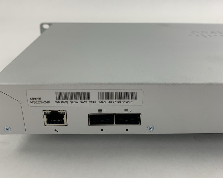 Cisco Meraki MS225-24P-HW Unclaimed 24-Port Gigabit Switch Tested Reset