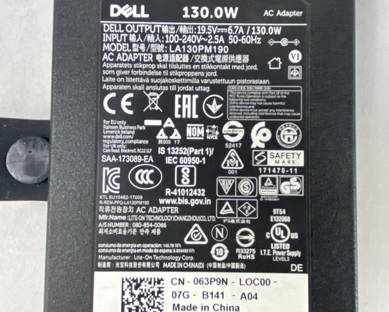 Dell LA130PM190 130W AC Adapter with Power Cord Mix Lot of 3 W/ DA130PE1-00