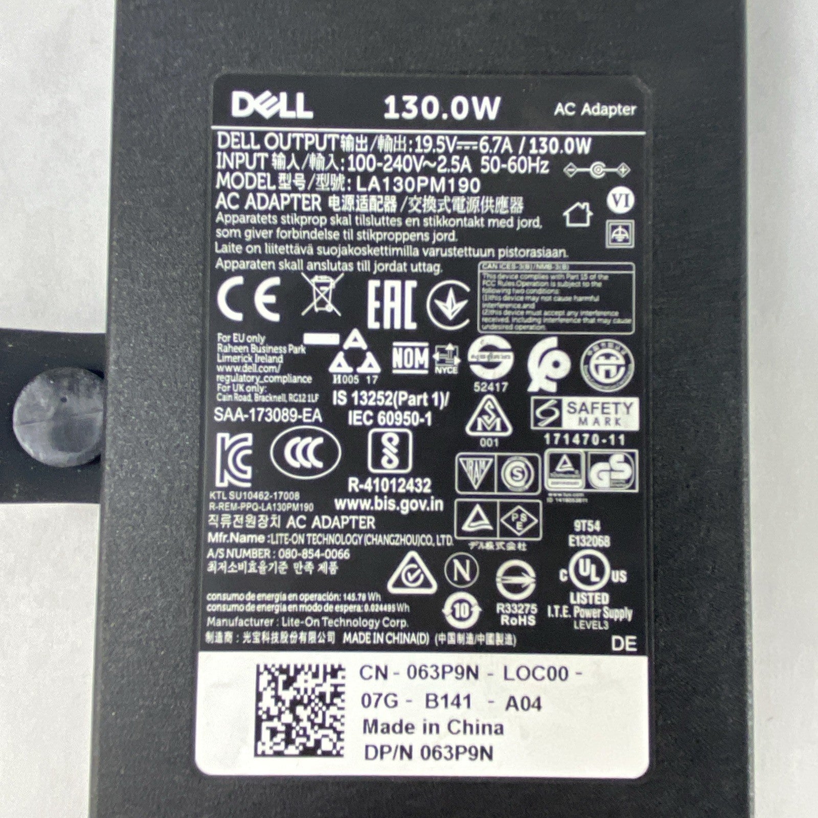 Dell LA130PM190 130W AC Adapter with Power Cord Mix Lot of 3 W/ DA130PE1-005