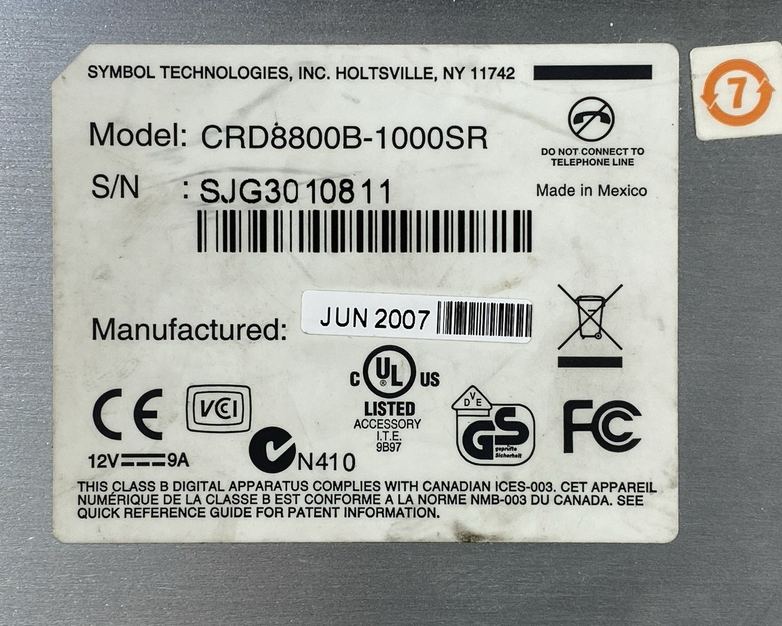 Motorola Symbol CRD8800B-1000SR Charging Cradle No AC Adapter