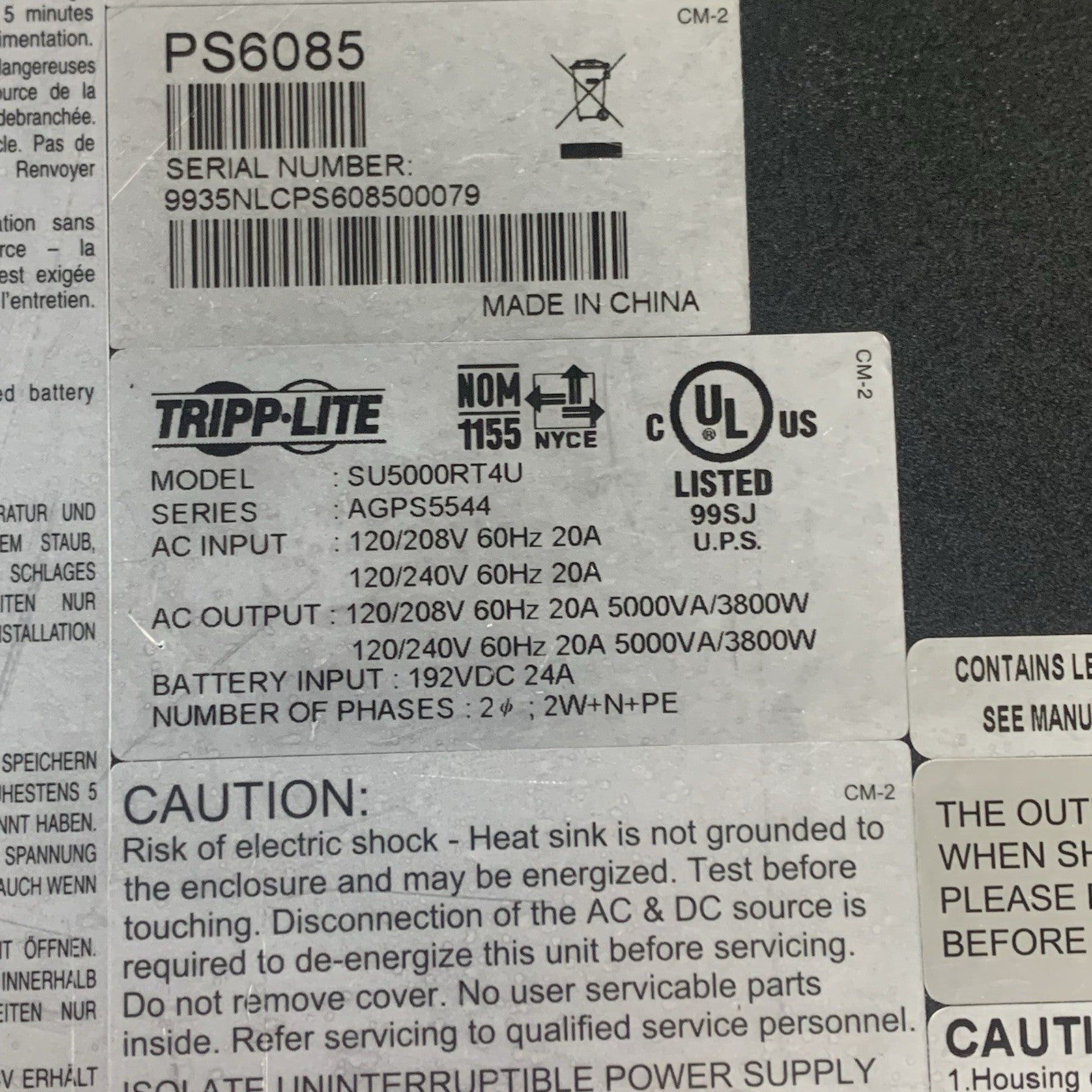 Tripp Lite SU5000RT4U Smart On-Line UPS w/ SUPDMB56 No Batts Untested13