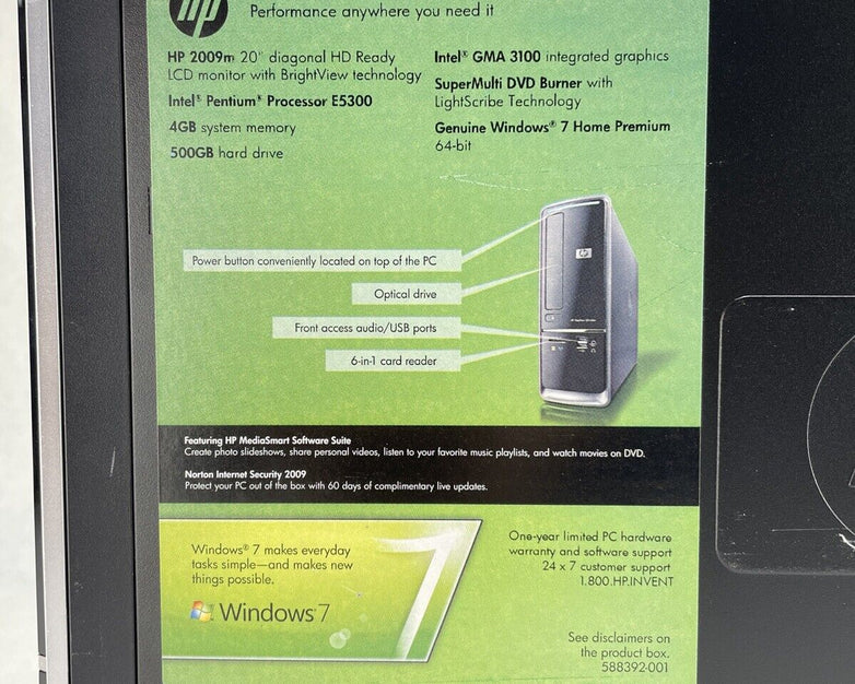 HP Pavilion S5000 SFF Intel Pentium Dual-Core E5300 2.6GHz 2GB RAM No HDD No OS