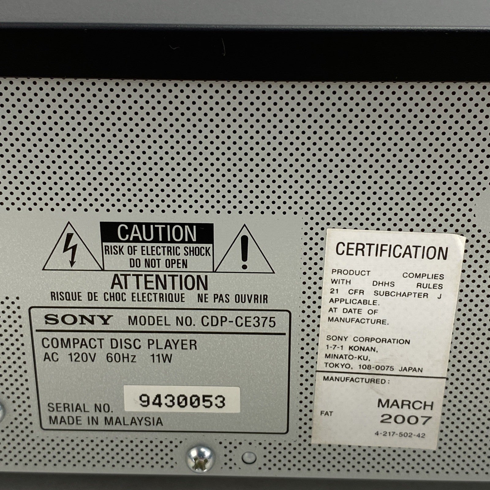 Sony CDP-CE375 5 Disc Ex-Change System/Player With Remote - Tested7
