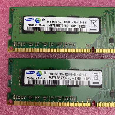 Lot of ( 2 ) 2GB Samsung M378B5673FH0-CH9 PC3-10600U DDR3-1333MHz 2Rx8 Non-ECC