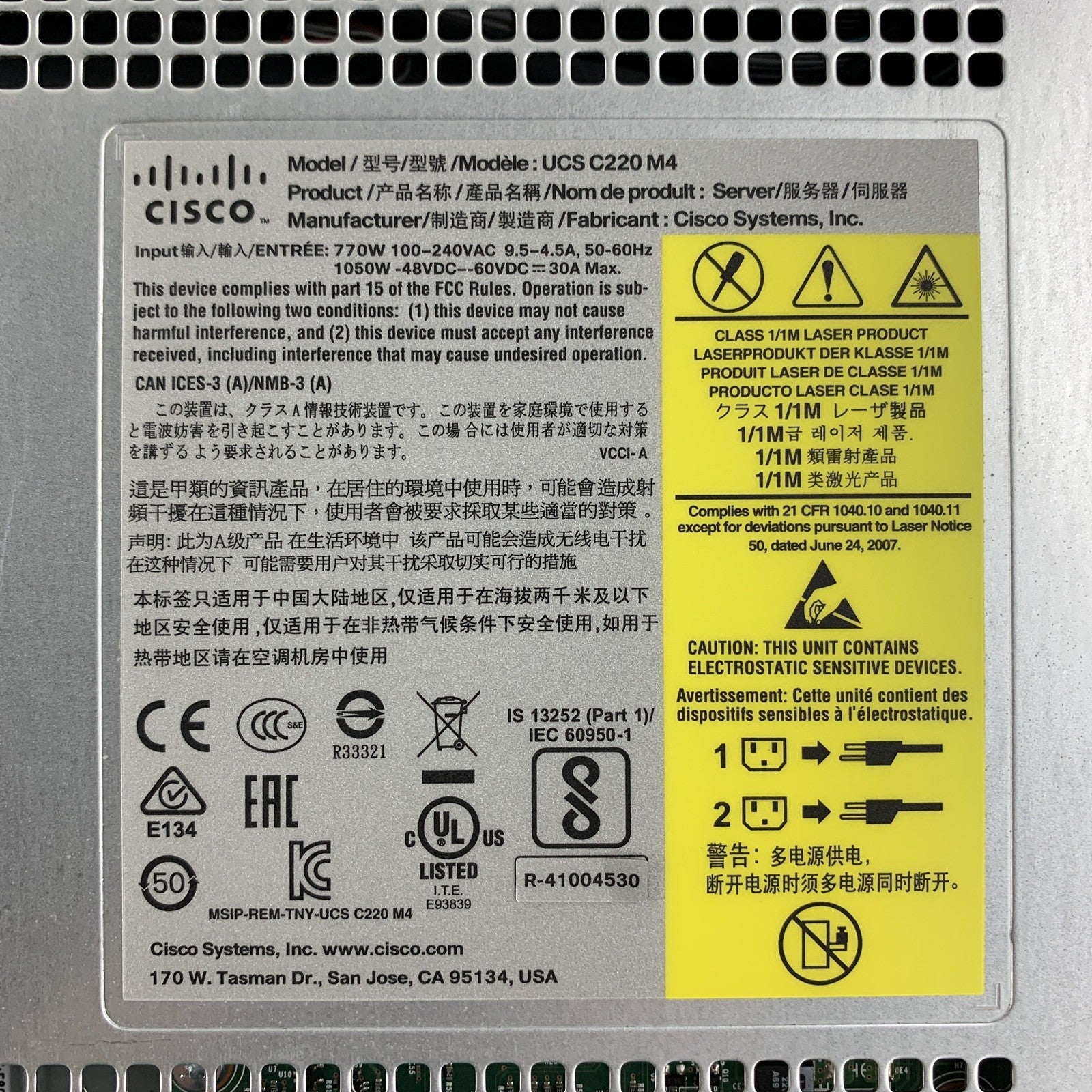 Cisco UCSC-C220-M4S Server 1x Xeon E5-2630 V3 2.4 GHz 32 GB RAM No OS No HDD
