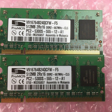 Lot of 2 ProMOS V916764B24QCFW-F5 512MB 2Rx16 RAM