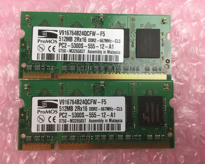 Lot of 2 ProMOS V916764B24QCFW-F5 512MB 2Rx16 RAM