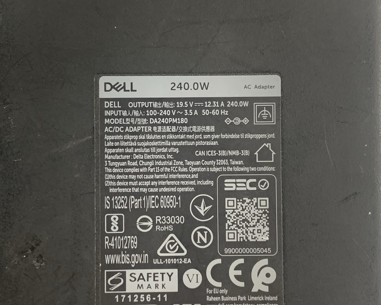 Dell DA240PM180 240W AC Adapter Charger 19.5V 12.3A Big Barrel No Power Cord