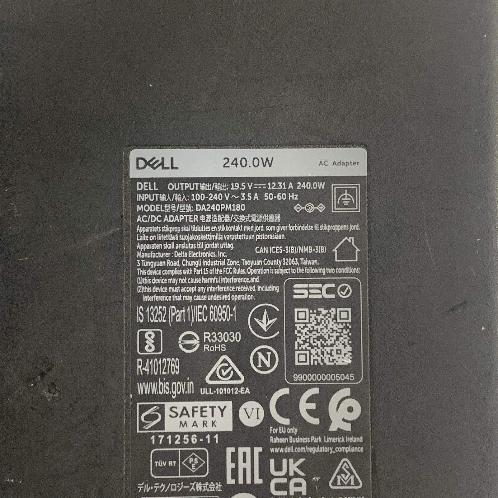 Dell DA240PM180 240W AC Adapter Charger 19.5V 12.3A Big Barrel No Power Cord5